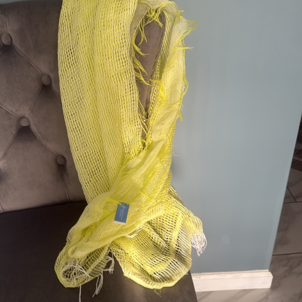 Vera Wang Green Mesh Scarf with Fringe